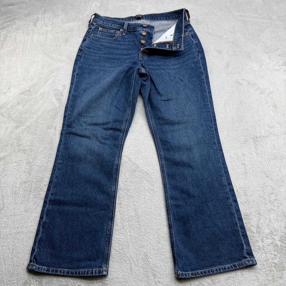 J.Crew Flare Crop Jean Women 27 Blue Mid-Rise Button Fly Retro Boho Preppy Denim